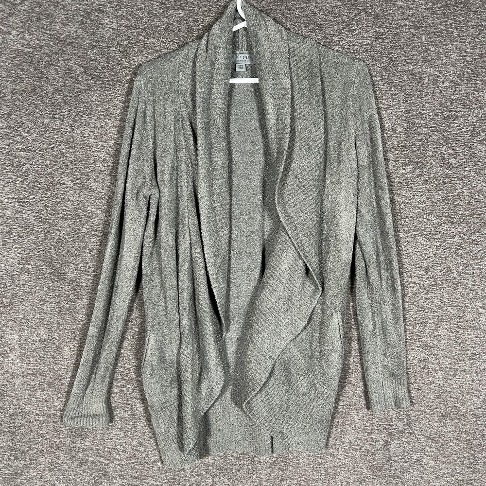 Barefoot Dreams CozyChic Lite Cardigan Sweater Womens XS/S‎ Gray Open Front Knit